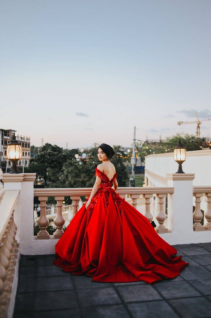black and red gown for debut