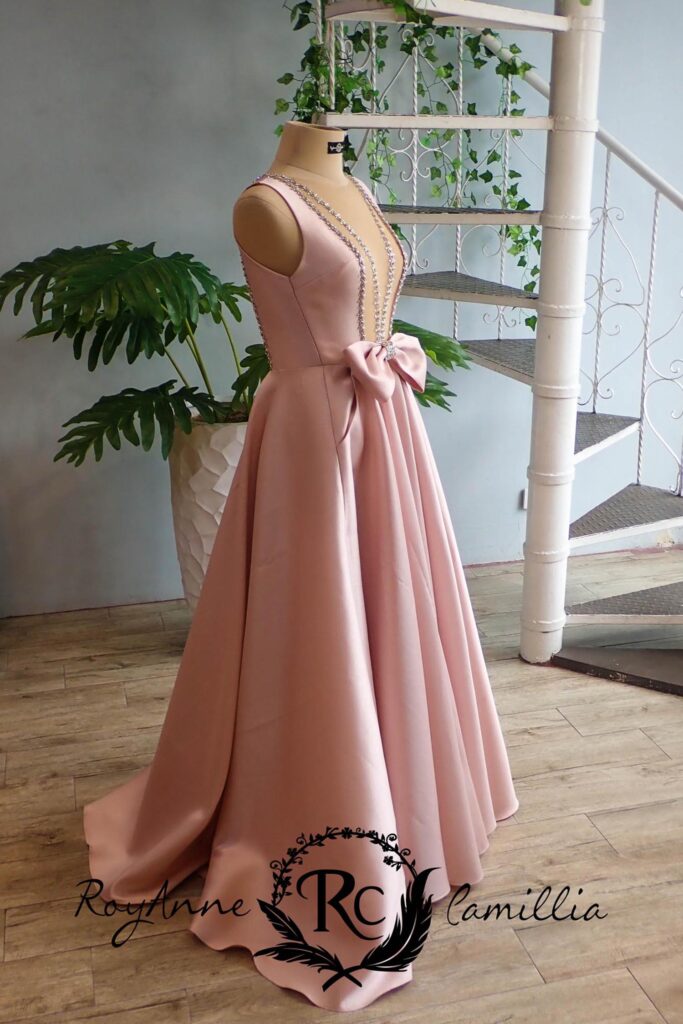 old rose long gown design