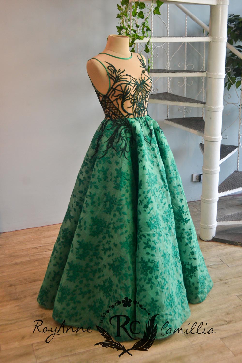 Green rental gown 