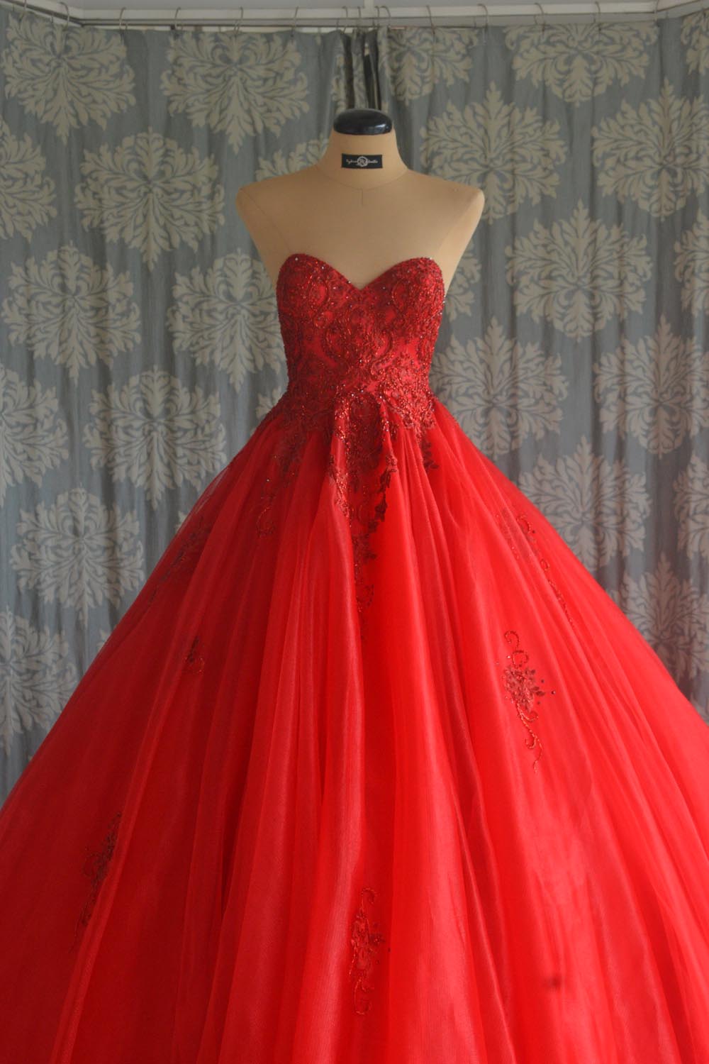 latest red gown design